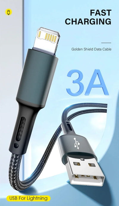 Quick Charge USB Cable For iPhone 13 12 11 Pro X Max 6 6s 7 8 Plus Apple iPad Origin Lead Mobile Phone Cord Data Charger Wire 3m