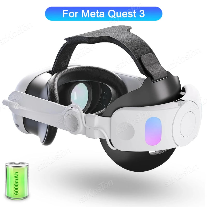 Head Strap with 6000mAh Battery for Meta Quest 3 VR Headset Enhance Comfort Extend Playtime Elite Strap for Quest 3 Accessories