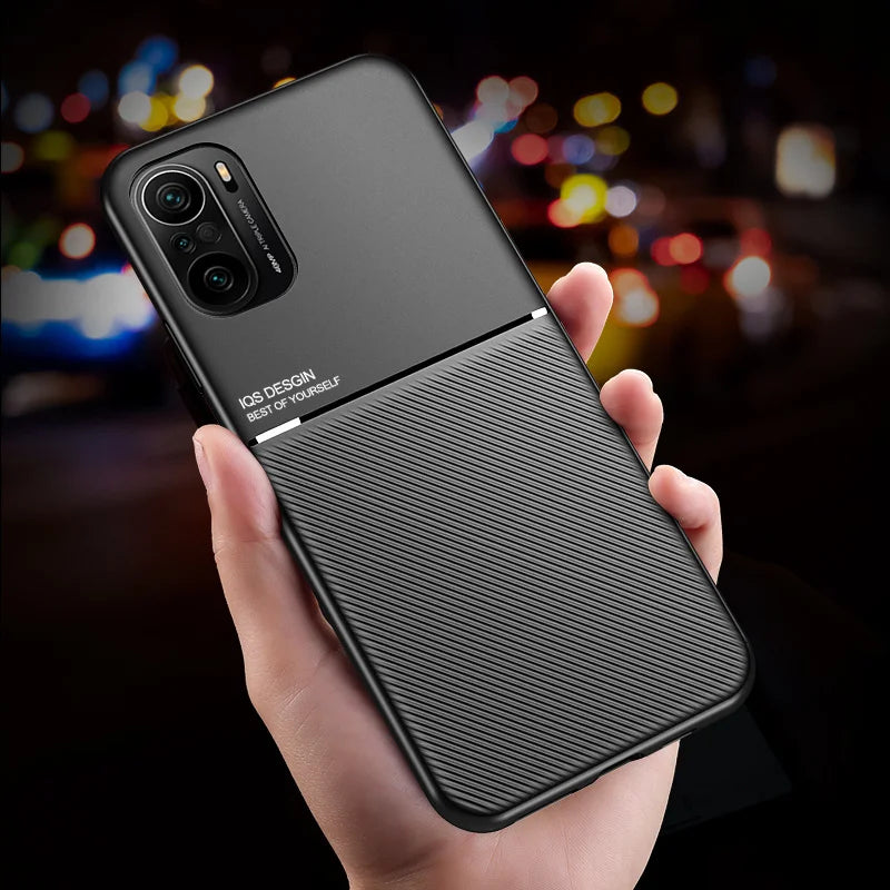 For Xiaomi Poco F3 Case Car Magnetic Holder Leather Plate Back Cover For Pocophone Little Poco F3 F 3 PocoF3 F3poco Phone Cases