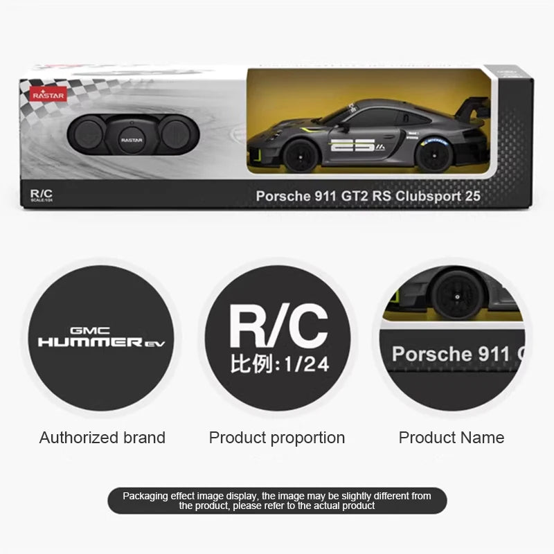 Rastar 1:24 RC Car Porsche 911 GT2 RS Clubsport 25 2.4G Radio Remote Control Sports Racing Model Vehicle Toys for Children Girls