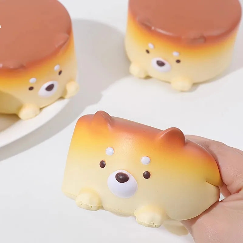 Cheese Puppy Cake Slow Rising Squeeze Toys Creative Animal Bread Squishy Food PU Soft Anti Anxiety Fidget Stress Relief Toy