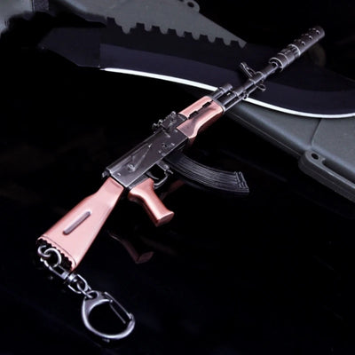 Multiple Styles PUBG Gun Keychain Metal AKM Weapon Model Alloy AK47 AWM Barrett Light Key Chain Car Pendant Gifts Toy for Kids