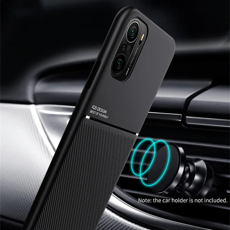 For Xiaomi Poco F3 Case Car Magnetic Holder Leather Plate Back Cover For Pocophone Little Poco F3 F 3 PocoF3 F3poco Phone Cases