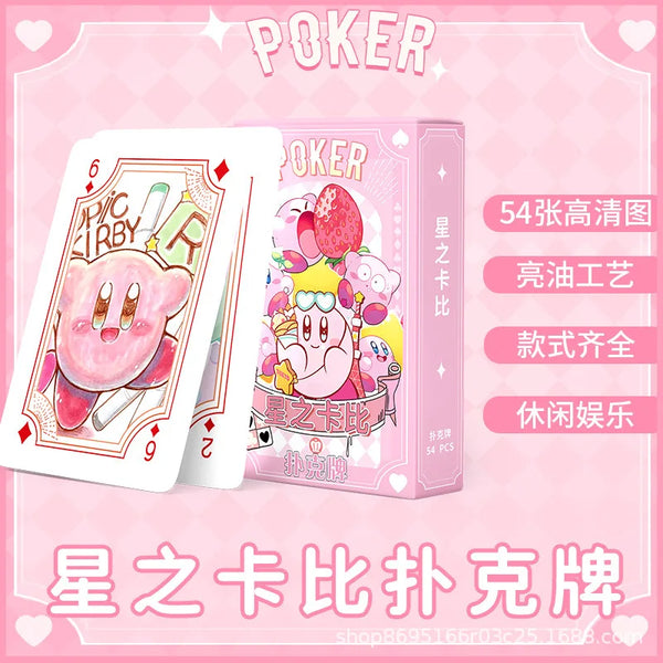 Cute Anime Kirby Poker Playing Cards Kawaii Anime Game Pink Dolls Card Family Party Board Battle Game Toy for Girls Gift