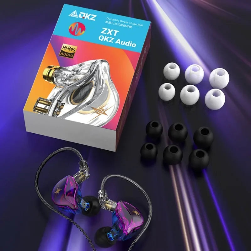 Newest QKZ ZXT MT1 In Ear Earphone Dynamic DJ Monitor IEM Earbud HIFI Sport Noise Cancelling Headsets M10 TA1 ST1 V90s T300 X7