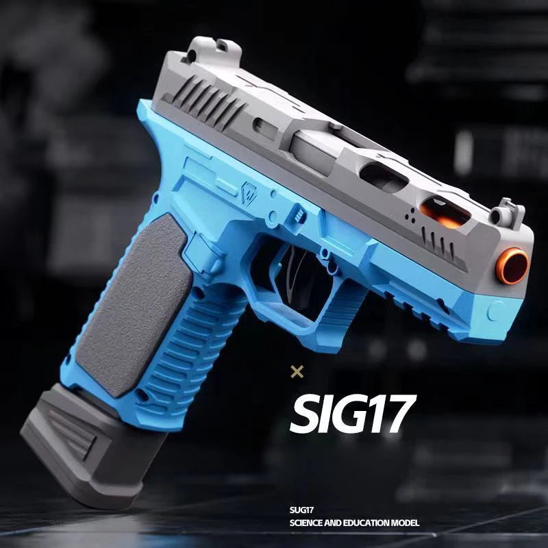 SIG17 Pistol Shell Throwing Continuous Firing Blowback Soft Bullet Gun Empty Hanging Weapon Children&