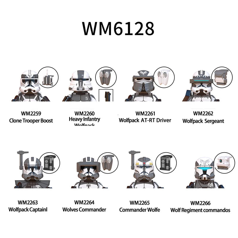 WM6128 Building Blocks 8pcs/set Wolf Regiment Commandos Brick Heavy Infantry Wolfpack Figure Commander Wolfe mini Assembly Toys