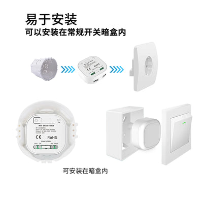 Tuya Rebound type Switch No Battery Required Waterproof Push Button Panel WiFi Wireless Remote Control Timing Relay Aleax