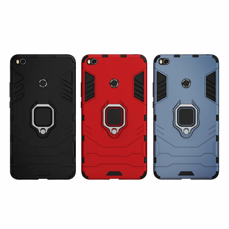 for Xiaomi Mi Max 2 Case Shockproof Ring Stand Bumper Silicone + PC Phone Back Cover for Xiomi Mi MAX 2 MAX2 MIMax2 Funda Coque