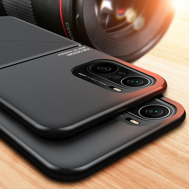 For Xiaomi Poco F3 Case Car Magnetic Holder Leather Plate Back Cover For Pocophone Little Poco F3 F 3 PocoF3 F3poco Phone Cases