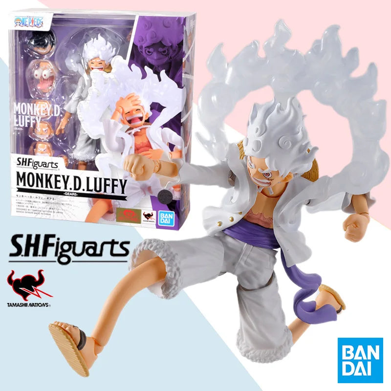 Original Bandai Anime Action Figure One Piece SHFiguarts Monkey D. Luffy Gear 5 Finished Model Kit Toy Gift for Children Kids