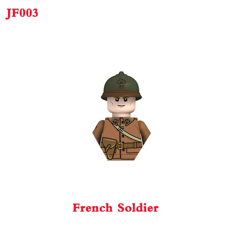 WW2 Military Army Soldier Soviet US UK German France Building Blocks Set Model Bricks Action Figures Weapons Toys For Kids Gifts