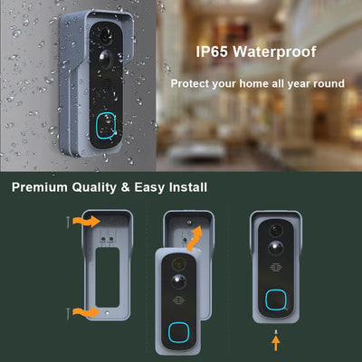 Tuya 3MP Video Doorbell Camera WiFi IP65 Waterproof Battery AC 12V Wireless Smart Door Bell Intercom Event Record Home Security