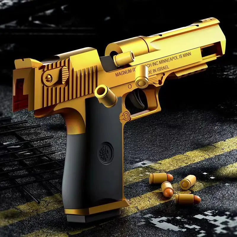 Mechanical Automatic Desert Eagle Toy Gun Shell Ejection Airsoft Pistol Soft Bullet Continuous Fire Weapon for Children Shooting