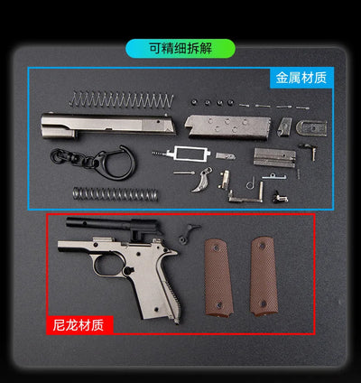 1/3 1911 Pistol Shape Keychain Shell Eject Gun Model Key Chain Bag Fidget Gadgets Pendant Ornament for Gift for Men Friends