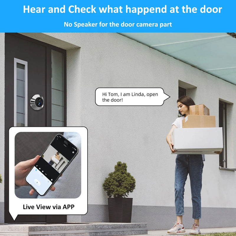 3MP iCam365 Wireless House Wifi Door Camera Wide Angle 130° Security Smart Home Digital Door Peephole With Camera