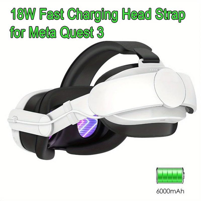 Replacement Elite Strap for Meta Quest 3 VR Head Strap with 6000mAh Battery 18W Fast Charging for Meta Quest 3 Accessories