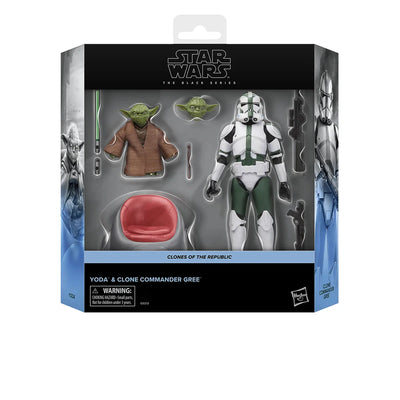 Hasbro Star Wars The Black Series Yoda & Clone Commander Gree 6-Inch Action Figure Collectible Toys Set Original New Unopened