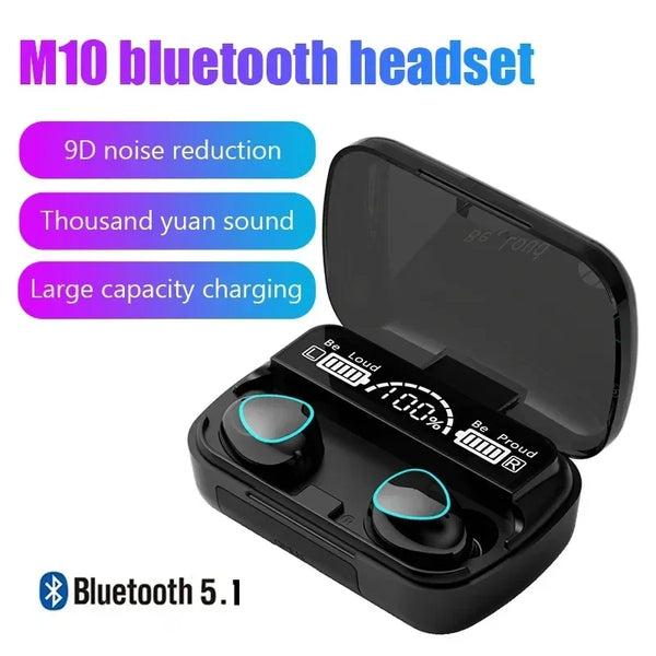 2024 M10 TWS Wireless Bluetooth Headset 5.3 Earphones Bluetooth Headphones With Mic Earbuds 3200mAh Charger Box LED Display Fone