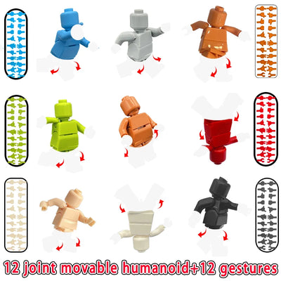 Multi Jointed Mini Action Figures Building Blocks Movable Head Waist Hand Bending Leg Compatible Accessories Weapon Toy for Kids