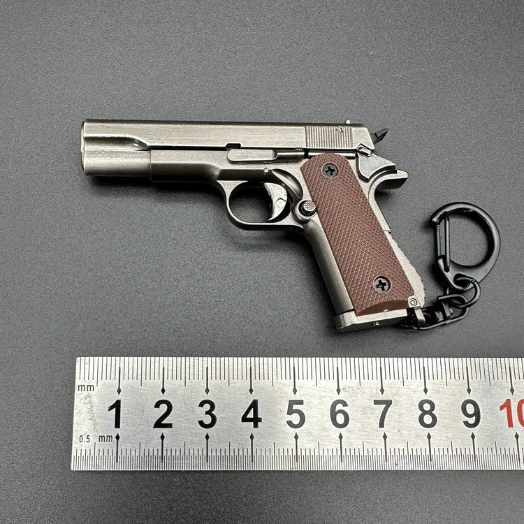 1/3 1911 Pistol Shape Keychain Shell Eject Gun Model Key Chain Bag Fidget Gadgets Pendant Ornament for Gift for Men Friends