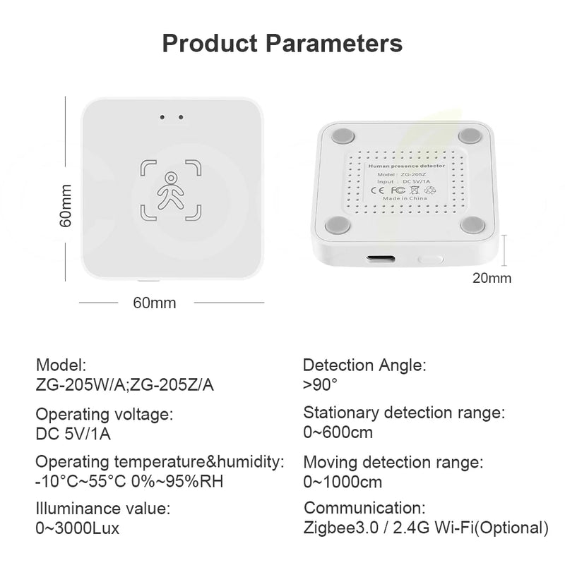 Tuya WiFi /Zigbee Human Presence Detector Smart Human Body PIR Sensor MmWave Radar Microwave Motion Sensor Intensity Detect DC5V