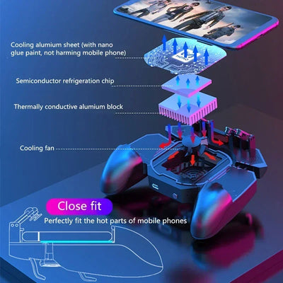 MEMO DL88 2 in 1 Mobile Phone 6 Finger Gamepad Joystick Controller with Semiconductor Cooling Radiator for IOS Android Universal