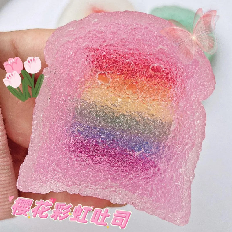 Simulation Transparent Clouds Toast Soft Toys Soft 3D Jelly Rainbow Desserts Mochi Squeezing Stress Relief Toys Girls Toys Gifts