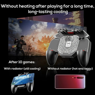 MEMO DL100 Mobile Phone 6 Fingers PUBG Gamepad Joysticks Controller Built-in Battery with Semiconductor Radiator for IOS Android