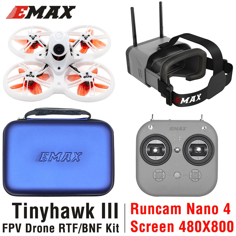 Emax Tinyhawk III 3 RTF Kit FPV Racing Drone F4 15000KV RunCam Nano 4 25-100-200mW VTX 1S-2S FrSky D8 RC Airplane Quadcopter