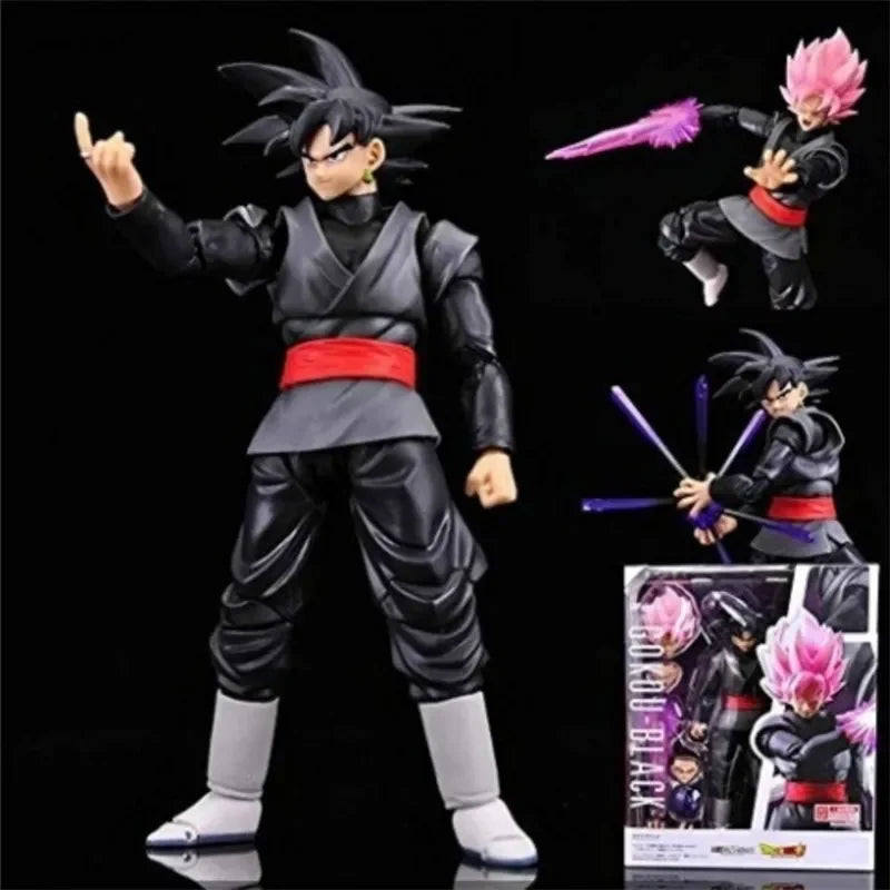 14cm Dragon Ball Black Goku Zamasu Action Figure  Super Saiyan Movie Version Dbz Anime Model With Multiple Accessories Toys