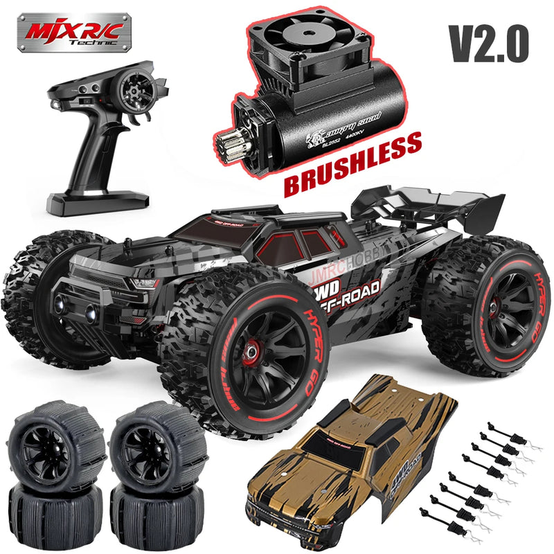 MJX 1/14 Hyper Go 14209 14210 V2.0 Remote Control Splash-Waterproof High-Speed Brushless RC Hobby Car Dual Wheels Off-Road Truck