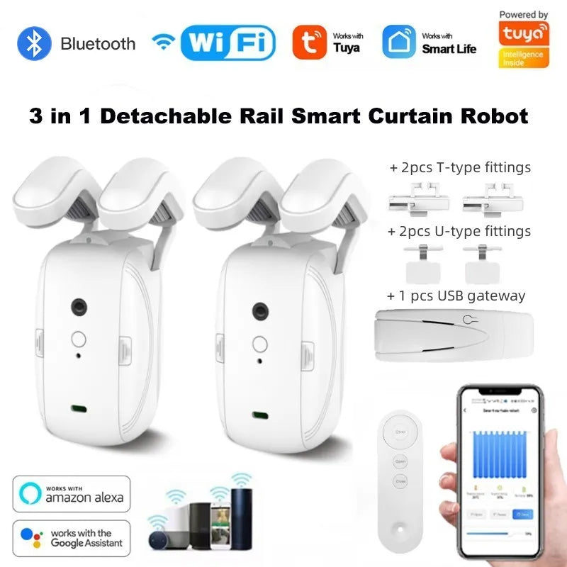 Tuya Curtain Robot Detachable Track WIFI BLE Tuya Smart Electric Curtain Robot Curtain Motor APP Voice Control Alexa Google Home