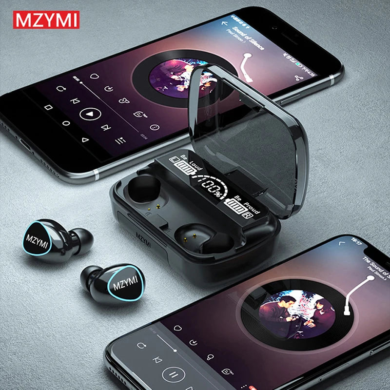 MZYMI M10 Wireless Earbuds Bluetooth Headphones HiFi Stereo Sound In-Ear Earphones Touch Control Waterproof Sports Headest