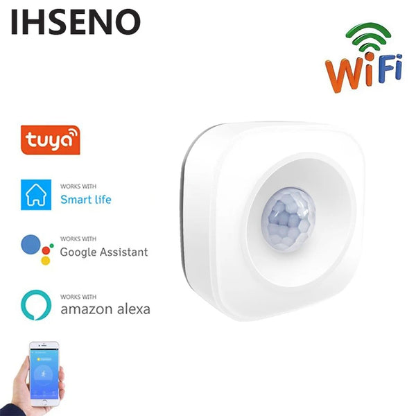 IHSENO Tuya WiFi PIR Motion Sensor Wireless Human Body Movement Detect Infrared Detector Home Security Alarm Smart Life APP