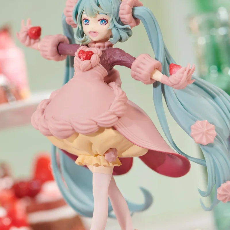 Original Hatsune Miku Figure Sweet Strawberry Miku Action Figurines Pvc Anime Model Statue Collectible Toys For Children Gift