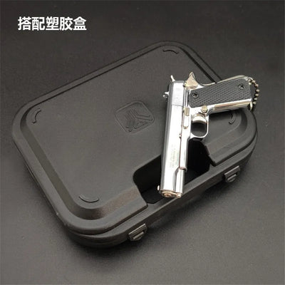 1:3 Metal Model Gun Keychain Plastic Case Miniature Alloy Pistol Suitcase