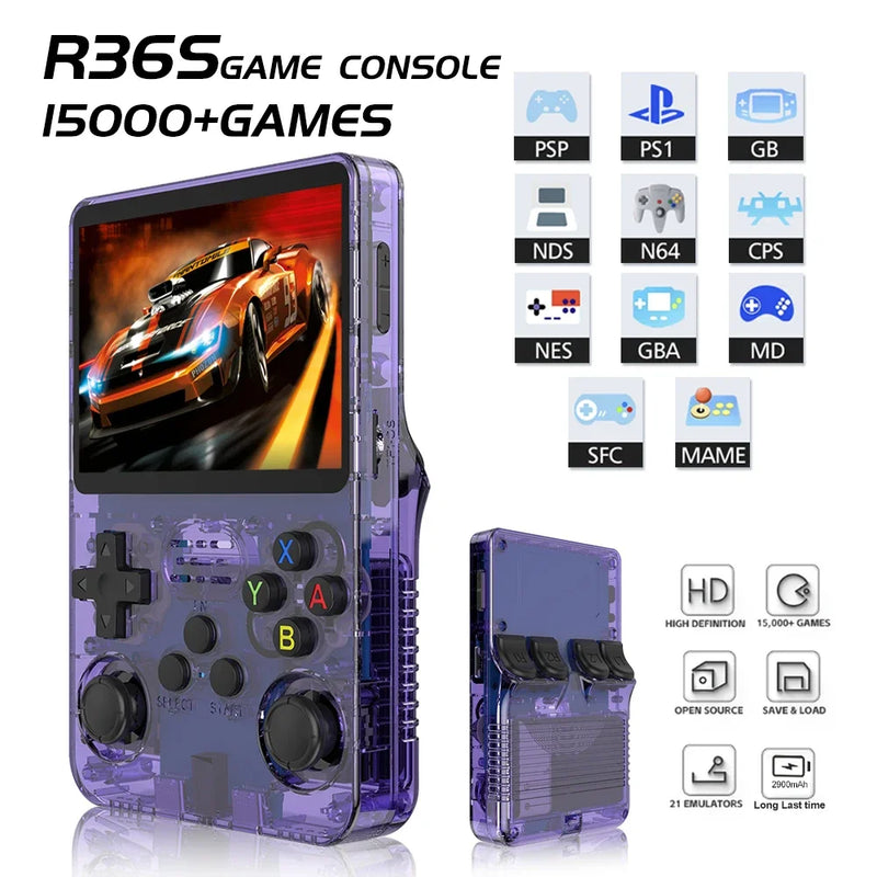 R36S Retro Handheld Video Game Console Linux System 3.5 Inch IPS Screen Portable Pocket Video Player 128GB Games Mini  Boy Gift