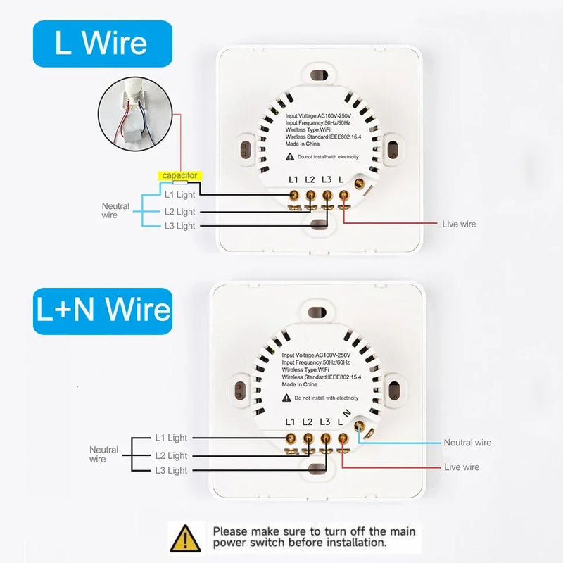 Tuya Smart Wifi Switch With temperature time display function 100-250V 1/2/3 Gang Wall Light Button Switch Timing remote control