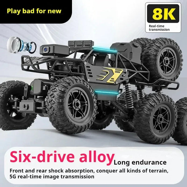 38cm ultra-long alloy dual mode app rc cars,six-drive remote control car,8K HD camera with fart spray,electric car for kids toys