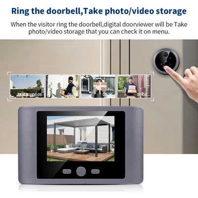 Wireless Home Security Peephole video Doorbells 480P Digital Door Eye Camera with Battery PIR Support Video &Photo Record