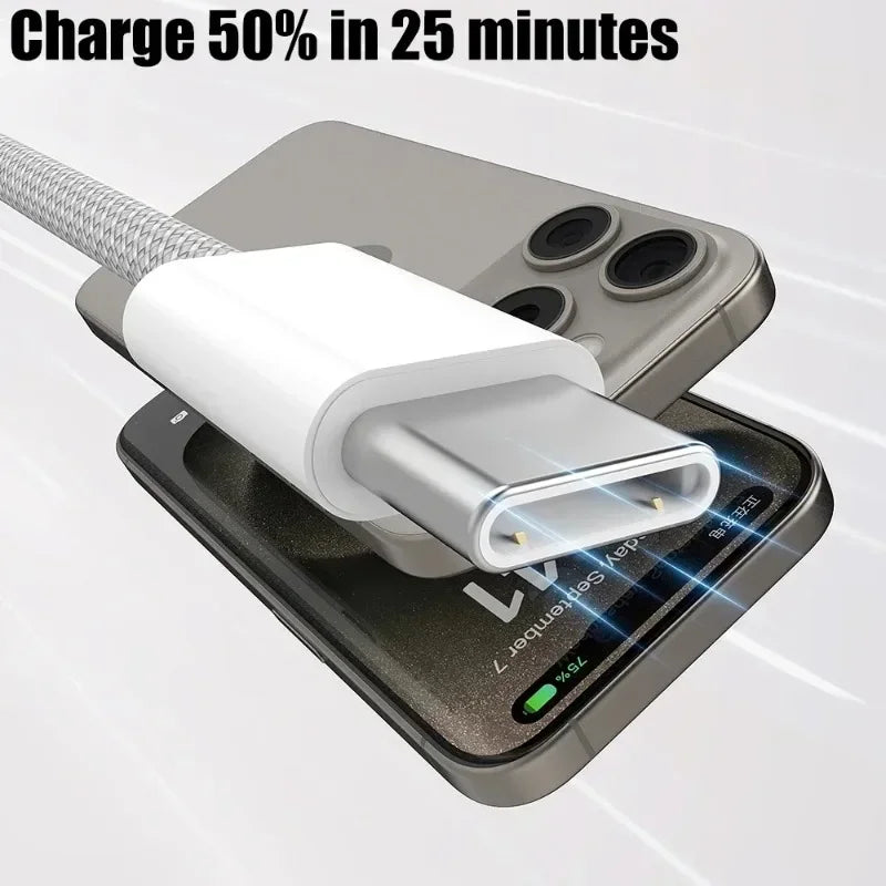 Type C Mobile Phone Cables Super Quick Charging USB A To USB C Cellphone High-speed Wire Cord for Carplay IPhone 15 Pro Max Plus